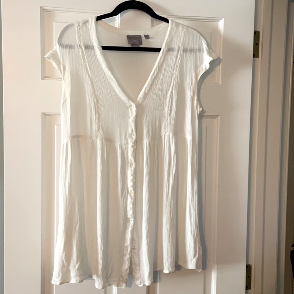 Anthropologie Gauzy Long Breezy Top